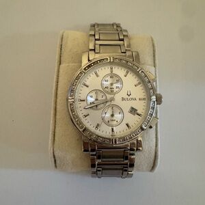 Bulova Men’s Stainless Steel Chronograph Watch – Silver Tone